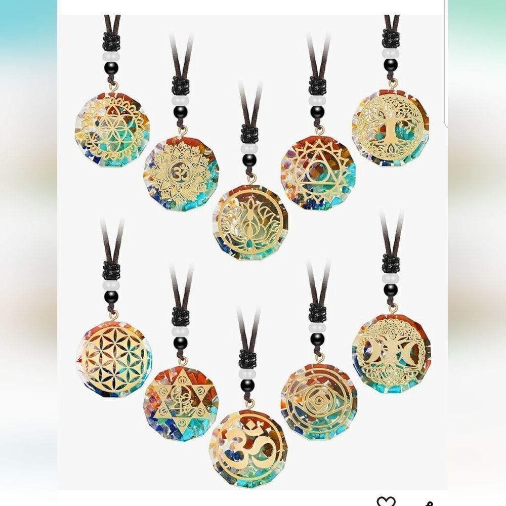 Chakra Necklace Orgonite Necklace Crystal Pendant Necklace Spiral Chakra Healing
